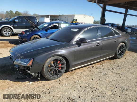 2012 Audi A8 with VIN WAUAVAFD5CN013921, listed as a Copart auction lot 47845595 with 92,512 mi miles and Salvage title. Bid and sale history available at DreamBid. Image 1.