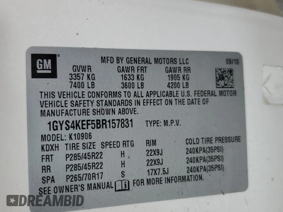 2011 Cadillac Escalade ESV Platinum Edition z VIN 1GYS4KEF5BR157831, wystawiony jako Copart lot #56680995 z przebiegiem 186 688 mil mil oraz Szkoda całkowita • Salvage title. Historia ofert i sprzedaży dostępna na DreamBid. Obrazek 14.
