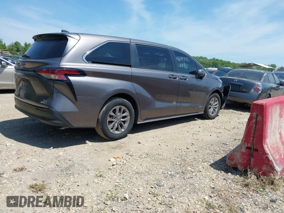 2021 Toyota Sienna LE with VIN 5TDKSKFC4MS004345, listed as a IAAI auction lot 42145140 with 103,544 mi miles and . Bid and sale history available at DreamBid. Image 4.