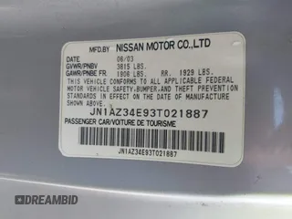2003 Nissan 350Z Touring with VIN JN1AZ34E93T021887, listed as a IAAI auction lot 42104680 with 152,853 mi miles. Bid and sale history available at carsss.com. Image 9.
