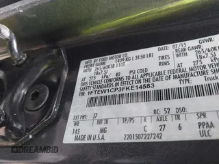 2015 Ford F-150 XL with VIN 1FTEW1CP3FKE14583, listed as a IAAI auction lot 42237940 with 131,667 mi miles and . Bid and sale history available at DreamBid. Image 9.