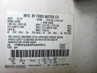 2023 Ford Police Interceptor Utility z VIN 1FM5K8AB9PGA05533, wystawiony jako Copart lot #54873695 z przebiegiem 41 284 mil mil oraz Szkody całkowita. Historia ofert i sprzedaży dostępna na DreamBid. Obrazek 14.