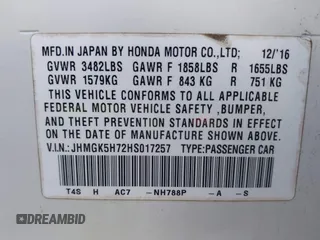 2017 Honda Fit EX с VIN JHMGK5H72HS017257, выставлен на аукционе IAAI как лот 42288191 с пробегом 61 508 миль миль и . История ставок и продаж доступна на DreamBid. Изображение 9.
