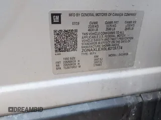 2020 Chevrolet Equinox LT with VIN 2GNAXLEX0L6119774, listed as a IAAI auction lot 41356182 with 75,740 mi miles. Bid and sale history available at carsss.com. Image 9.