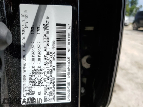 2018 Toyota Tacoma SR5 with VIN 3TMAZ5CN0JM058283, listed as a Copart auction lot 53863265 with 135,562 mi miles and Salvage Title. Bid and sale history available at DreamBid. Image 12.
