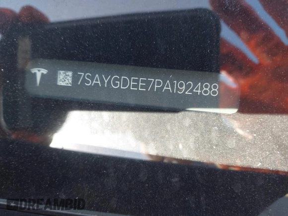 2023 Tesla Model Y Long Range with VIN 7SAYGDEE7PA192488, listed as a IAAI auction lot 42233466 with Not provided miles and . Bid and sale history available at DreamBid. Image 9.