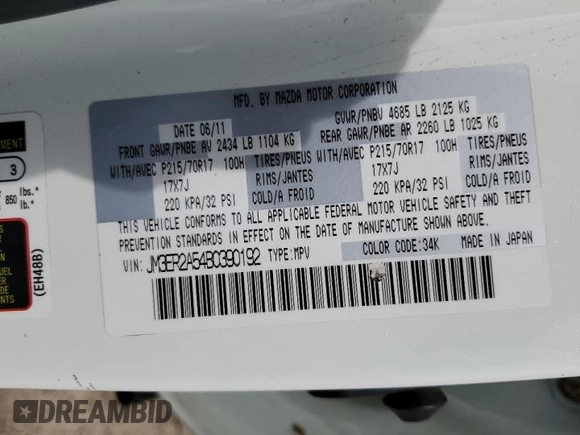 2011 Mazda CX-7 i SV z VIN JM3ER2A54B0390192, wystawiony jako Copart lot #54629685 z przebiegiem 153 921 mil mil oraz Szkoda całkowita • Salvage title. Historia ofert i sprzedaży dostępna na DreamBid. Obrazek 13.