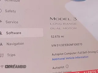 2022 Tesla Model 3 Long Range with VIN 5YJ3E1EB0NF106570, listed as a IAAI auction lot 41832622 with 52,679 mi miles and . Bid and sale history available at DreamBid. Image 15.