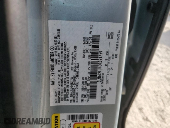 2013 Lincoln MKZ Hybrid z VIN 3LN6L2LU4DR821759, wystawiony jako Copart lot #54451425 z przebiegiem Nie podano mil oraz Czysty tytuł • Clean title. Historia ofert i sprzedaży dostępna na DreamBid. Obrazek 12.