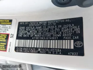 2018 Toyota Camry LE with VIN 4T1B11HKXJU140631, listed as a IAAI auction lot 41761493 with 68,298 mi miles. Bid and sale history available at carsss.com. Image 9.