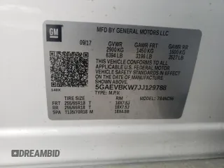 2018 Buick Enclave Premium with VIN 5GAEVBKW7JJ129788, listed as a Copart auction lot 38333204 with 45,753 mi miles and Salvage Title. Bid and sale history available at DreamBid. Image 12.