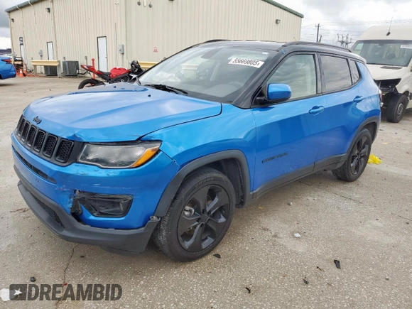 2019 Jeep Compass Latitude with VIN 3C4NJCBB0KT715532, listed as a Copart auction lot 55669805 with 78,036 mi miles and Salvage title. Bid and sale history available at DreamBid. Image 1.