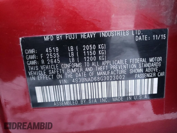 2016 Subaru Legacy 2.5i Premium with VIN 4S3BNAD68G3023002, listed as a Copart auction lot 71038622 with 157,057 mi miles. Bid and sale history available at carsss.com. Image 12.