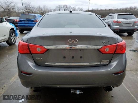 2017 Infiniti Q50 2.0t Premium with VIN JN1CV7AR5HM682420, listed as a Copart auction lot 43819665 with 117,620 mi miles and Salvage Title. Bid and sale history available at carsss.com. Image 6.