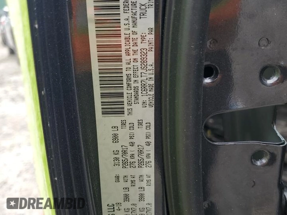 2018 Ram 1500 Big Horn with VIN 1C6RR7LT7JS289323, listed as a Copart auction lot 52647004 with Not provided miles and Salvage title. Bid and sale history available at DreamBid. Image 12.