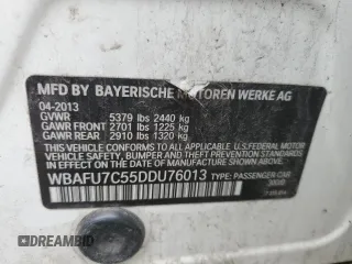 2013 BMW 5 Series 535i xDrive с VIN WBAFU7C55DDU76013, выставлен на аукционе Copart как лот 65446515 с пробегом 155 482 миль миль и Чистый • Clean title. История ставок и продаж доступна на DreamBid. Изображение 12.