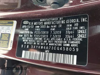 2014 Kia Sorento SX with VIN 5XYKW4A73EG458059, listed as a IAAI auction lot 41860159 with 140,644 mi miles. Bid and sale history available at carsss.com. Image 9.