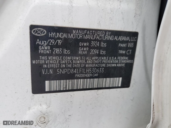 2020 Hyundai Elantra SEL with VIN 5NPD84LF1LH530633, listed as a Copart auction lot 53149715 with 114,285 mi miles and Clean Title. Bid and sale history available at carsss.com. Image 12.