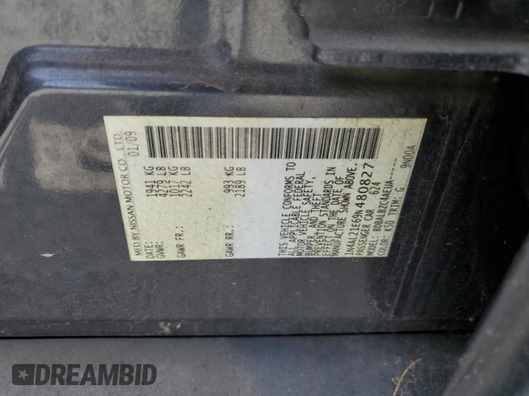 2009 Nissan Altima S with VIN 1N4AL21E69N480827, listed as a Copart auction lot 55357545 with 158,265 mi miles and Clean Title. Bid and sale history available at DreamBid. Image 12.