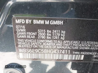 2017 BMW M6 z VIN WBS6E9C58HG437411, wystawiony jako IAAI lot #41636164 z przebiegiem 52 724 mil mil oraz . Historia ofert i sprzedaży dostępna na DreamBid. Obrazek 9.