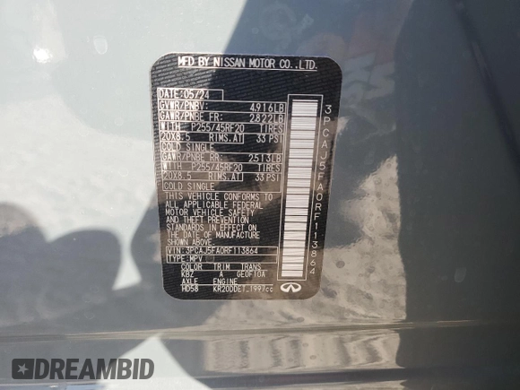 2024 Infiniti QX50 Sport z VIN 3PCAJ5FA0RF113864, wystawiony jako Copart lot #78074534 z przebiegiem 1 635 mil mil oraz Szkoda całkowita • Salvage title. Historia ofert i sprzedaży dostępna na DreamBid. Obrazek 12.