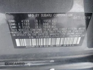 2018 Subaru Impreza with VIN 4S3GTAA67J3745553, listed as a IAAI auction lot 41296165 with 79,211 mi miles. Bid and sale history available at carsss.com. Image 9.