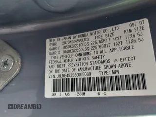 2008 Honda CR-V LX z VIN JHLRE48358C005089, wystawiony jako IAAI lot #42462659 z przebiegiem 178 186 mil mil oraz . Historia ofert i sprzedaży dostępna na DreamBid. Obrazek 9.