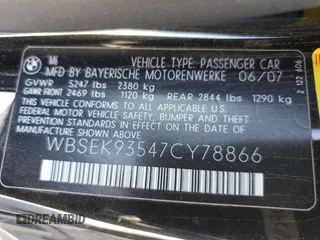 2007 BMW 6 Series M6 with VIN WBSEK93547CY78866, listed as a Copart auction lot 78612424 with 79,740 mi miles and Salvage Title. Bid and sale history available at carsss.com. Image 12.