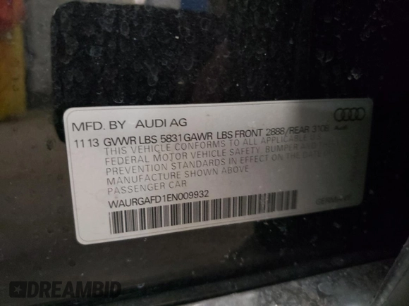 2014 Audi A8 3.0T z VIN WAURGAFD1EN009932, wystawiony jako Copart lot #84607914 z przebiegiem 87 981 mil mil oraz Szkoda całkowita • Salvage title. Historia ofert i sprzedaży dostępna na DreamBid. Obrazek 12.