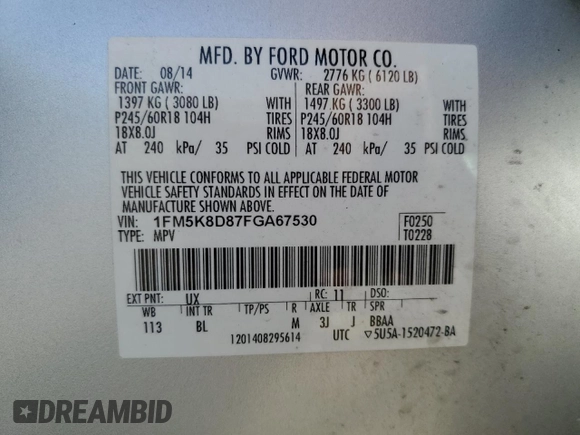 2015 Ford Explorer XLT with VIN 1FM5K8D87FGA67530, listed as a Copart auction lot 53675765 with 101,024 mi miles and Clean Title. Bid and sale history available at carsss.com. Image 13.