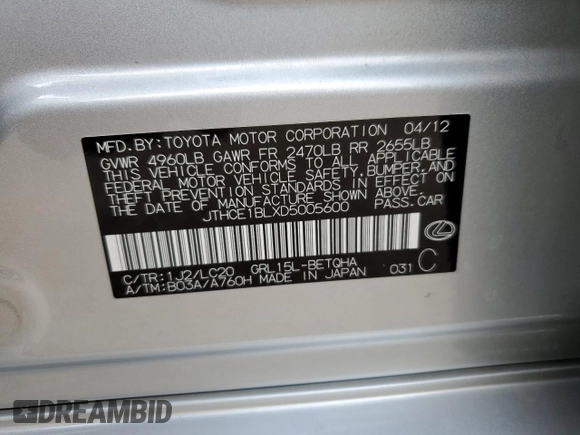 2013 Lexus GS 350 with VIN JTHCE1BLXD5005600, listed as a Copart auction lot 64962344 with 137,096 mi miles and Salvage Title. Bid and sale history available at carsss.com. Image 13.