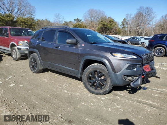 2018 Jeep Cherokee Trailhawk with VIN 1C4PJMBB9JD548008, listed as a Copart auction lot 43076075 with 61,906 mi miles and Salvage title. Bid and sale history available at DreamBid. Image 4.