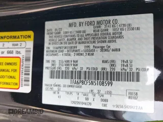 2022 Ford Mustang GT with VIN 1FA6P8CF5N5108599, listed as a IAAI auction lot 42095377 with 20,154 mi miles. Bid and sale history available at carsss.com. Image 9.