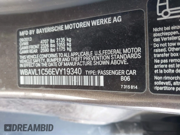 2014 BMW X1 xDrive28i with VIN WBAVL1C56EVY19340, listed as a IAAI auction lot 41340436 with 85,867 mi miles. Bid and sale history available at carsss.com. Image 9.