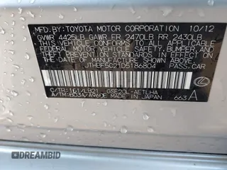 2013 Lexus IS 250 with VIN JTHBF5C21D5186804, listed as a IAAI auction lot 41915523 with 138,059 mi miles. Bid and sale history available at carsss.com. Image 9.