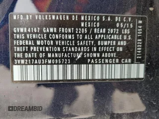 2015 Volkswagen Golf TSI S z VIN 3VW217AU3FM095723, wystawiony jako Copart lot #52526865 z przebiegiem 71 342 mil mil oraz Szkoda całkowita • Salvage title. Historia ofert i sprzedaży dostępna na DreamBid. Obrazek 12.