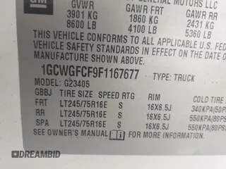 2015 Chevrolet Express Cargo Van with VIN 1GCWGFCF9F1167677, listed as a IAAI auction lot 42018087 with 148,263 mi miles. Bid and sale history available at carsss.com. Image 9.