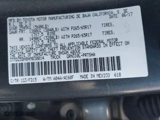 2017 Toyota Tacoma SR5 with VIN 3TMDZ5BN8HM030014, listed as a IAAI auction lot 42044102 with 1 mi miles. Bid and sale history available at carsss.com. Image 9.