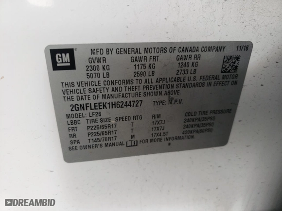 2017 Chevrolet Equinox LS with VIN 2GNFLEEK1H6244727, listed as a Copart auction lot 49682695 with 157,351 mi miles and Salvage Title. Bid and sale history available at carsss.com. Image 13.