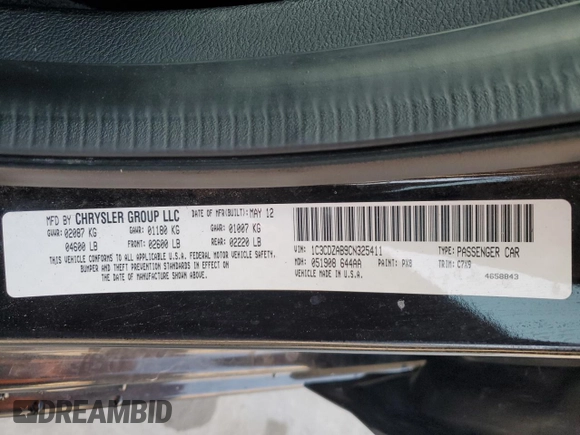 2012 Dodge Avenger SE with VIN 1C3CDZAB9CN325411, listed as a Copart auction lot 52758025 with 127,902 mi miles and Salvage Title. Bid and sale history available at DreamBid. Image 12.