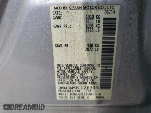 2015 Nissan Altima 2.5 z VIN 1N4AL3AP4FC126335, wystawiony jako Copart lot #58576515 z przebiegiem 88 344 mil mil oraz Szkoda całkowita • Salvage title. Historia ofert i sprzedaży dostępna na DreamBid. Obrazek 13.