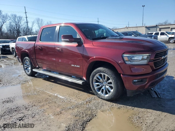 2021 Ram 1500 Laramie with VIN 1C6SRFJT9MN683066, listed as a Copart auction lot 46427025 with 22,060 mi miles and Salvage Title. Bid and sale history available at carsss.com. Image 4.