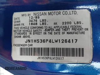 1990 Nissan 240SX z VIN JN1HS36P4LW126417, wystawiony jako IAAI lot #42065073 z przebiegiem 284 437 mil mil oraz . Historia ofert i sprzedaży dostępna na DreamBid. Obrazek 9.