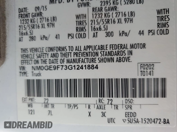 2016 Ford Transit Connect XLT z VIN NM0GE9F73G1241884, wystawiony jako Copart lot #56696495 z przebiegiem 131 929 mil mil oraz Czysty tytuł • Clean title. Historia ofert i sprzedaży dostępna na DreamBid. Obrazek 14.