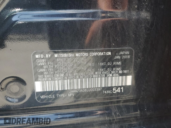 2018 Mitsubishi Outlander ES with VIN JA4AZ3A38JJ003397, listed as a Copart auction lot 65732075 with 64,768 mi miles and Salvage title. Bid and sale history available at DreamBid. Image 13.