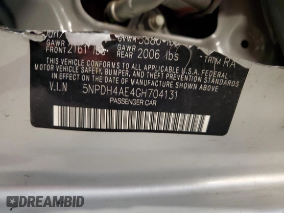 2016 Hyundai Elantra SE with VIN 5NPDH4AE4GH704131, listed as a Copart auction lot 60985065 with 88,682 mi miles and Salvage title. Bid and sale history available at DreamBid. Image 12.