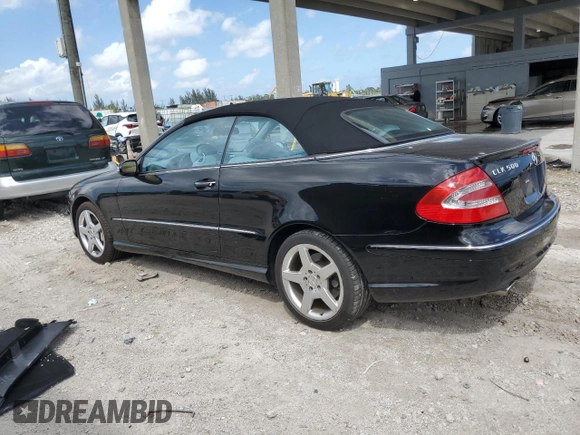 2005 Mercedes-Benz CLK 500 with VIN WDBTK75G45T035778, listed as a Copart auction lot 51510295 with 44,100 mi miles and Salvage title. Bid and sale history available at DreamBid. Image 2.