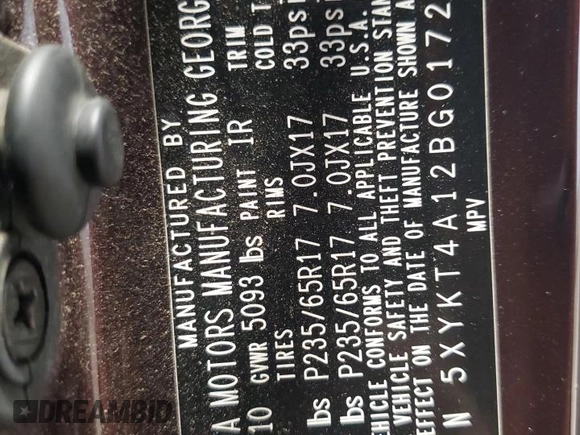 2011 Kia Sorento LX with VIN 5XYKT4A12BG017295, listed as a Copart auction lot 54322535 with 165,784 mi miles and Salvage Title. Bid and sale history available at carsss.com. Image 14.