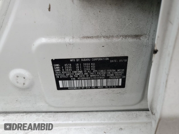 2018 Subaru Legacy with VIN 4S3BNAB63J3030868, listed as a Copart auction lot 46309275 with 87,935 mi miles and Salvage Title. Bid and sale history available at carsss.com. Image 13.
