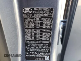 2020 Land Rover Discovery Sport S R-Dynamic with VIN SALCT2FX2LH880685, listed as a Copart auction lot 83995454 with 67,661 mi miles and Non Repairable. Bid and sale history available at carsss.com. Image 15.
